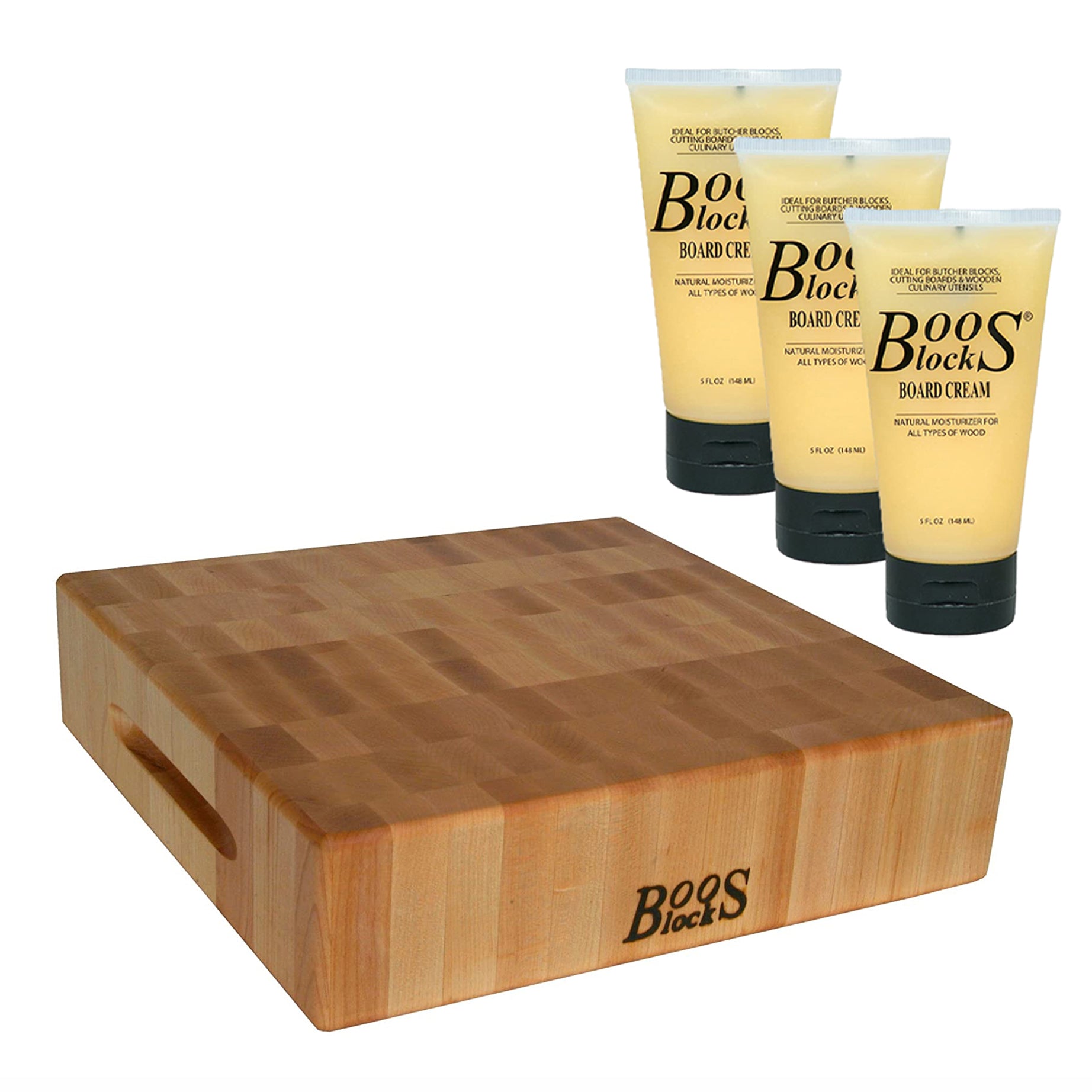 John Boos Classic Collection Chopping Block Bundle with Moisture Cream (3 Pack)