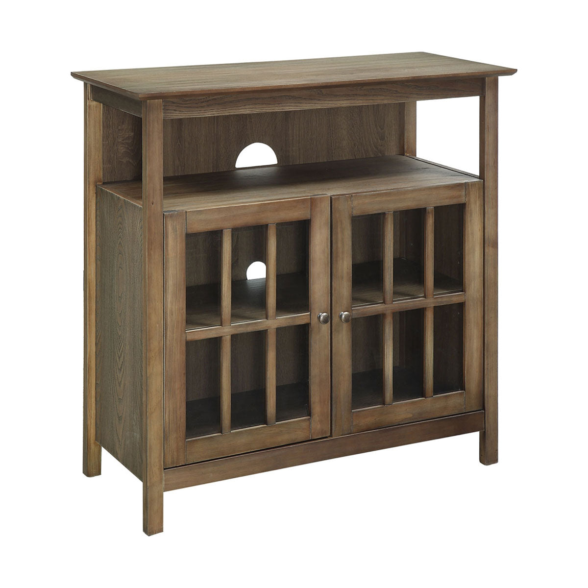 Convenience Concepts Highboy Entertainment TV Stand, Driftwood (Open Box)