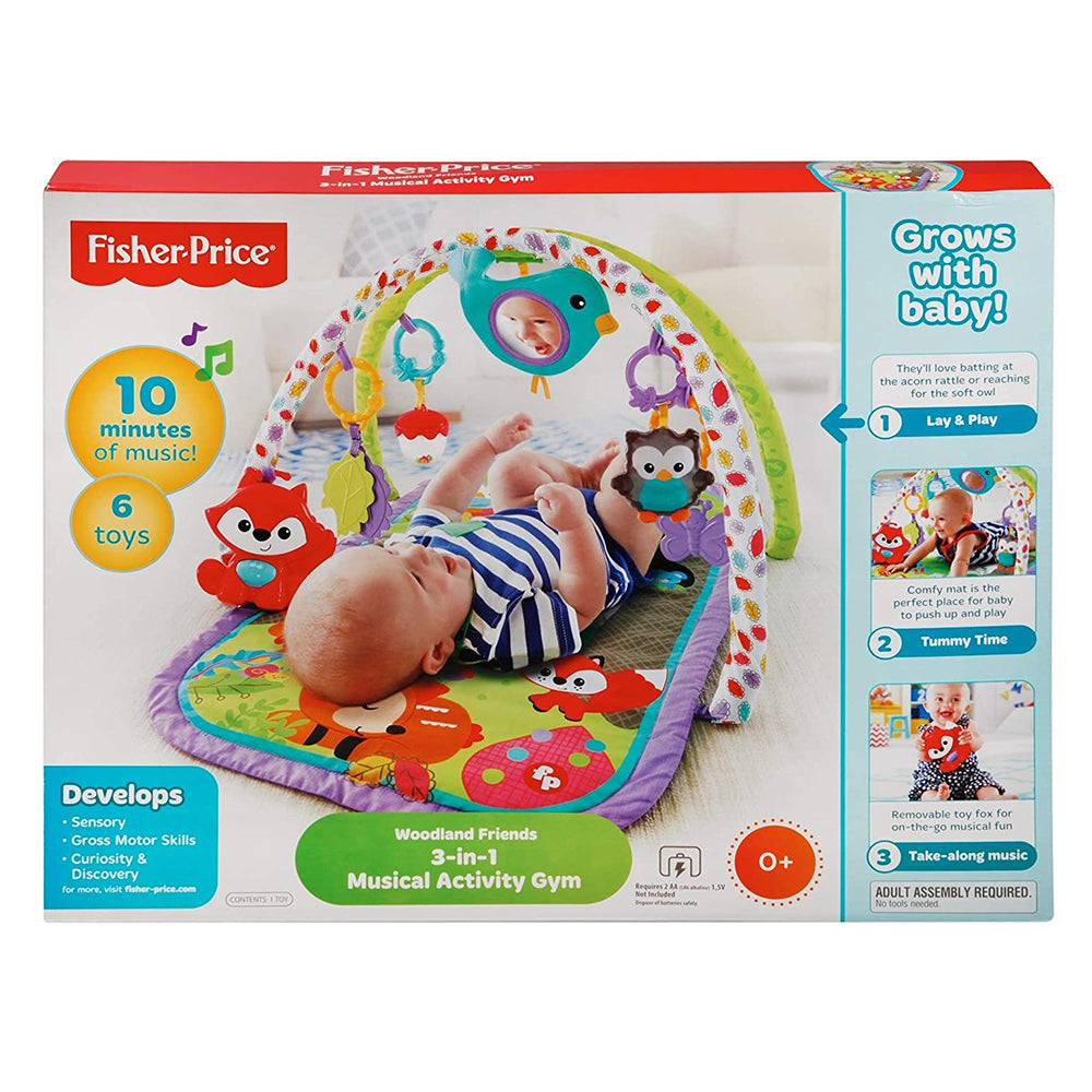 Fisher-Price CDN47 3 in 1 Musical Activity Baby Play Mat Floor Gym with 5 Toys - VMInnovations