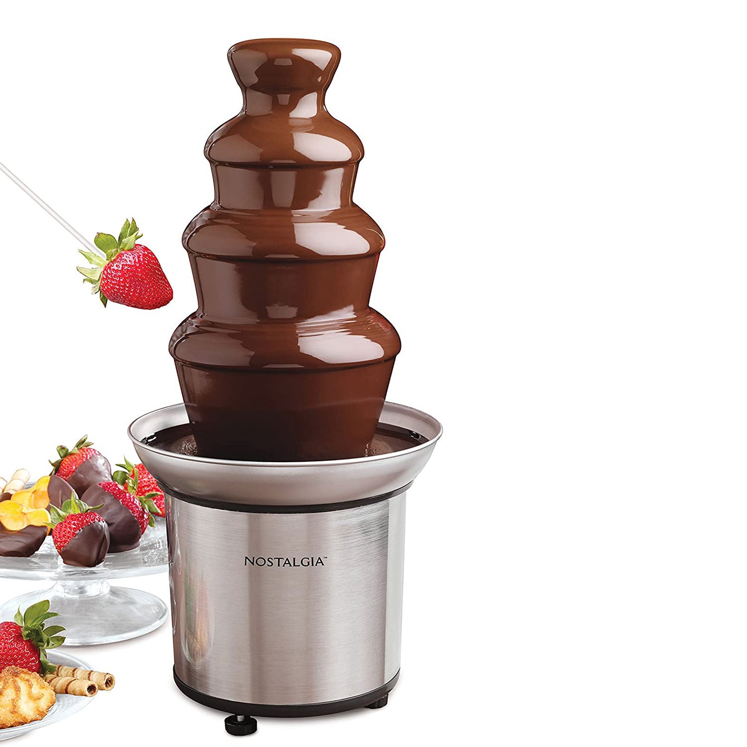 Nostalgia 32 Oz 4 Tier Stainless Steel Chocolate Fondue Fountain (Open Box) - VMInnovations
