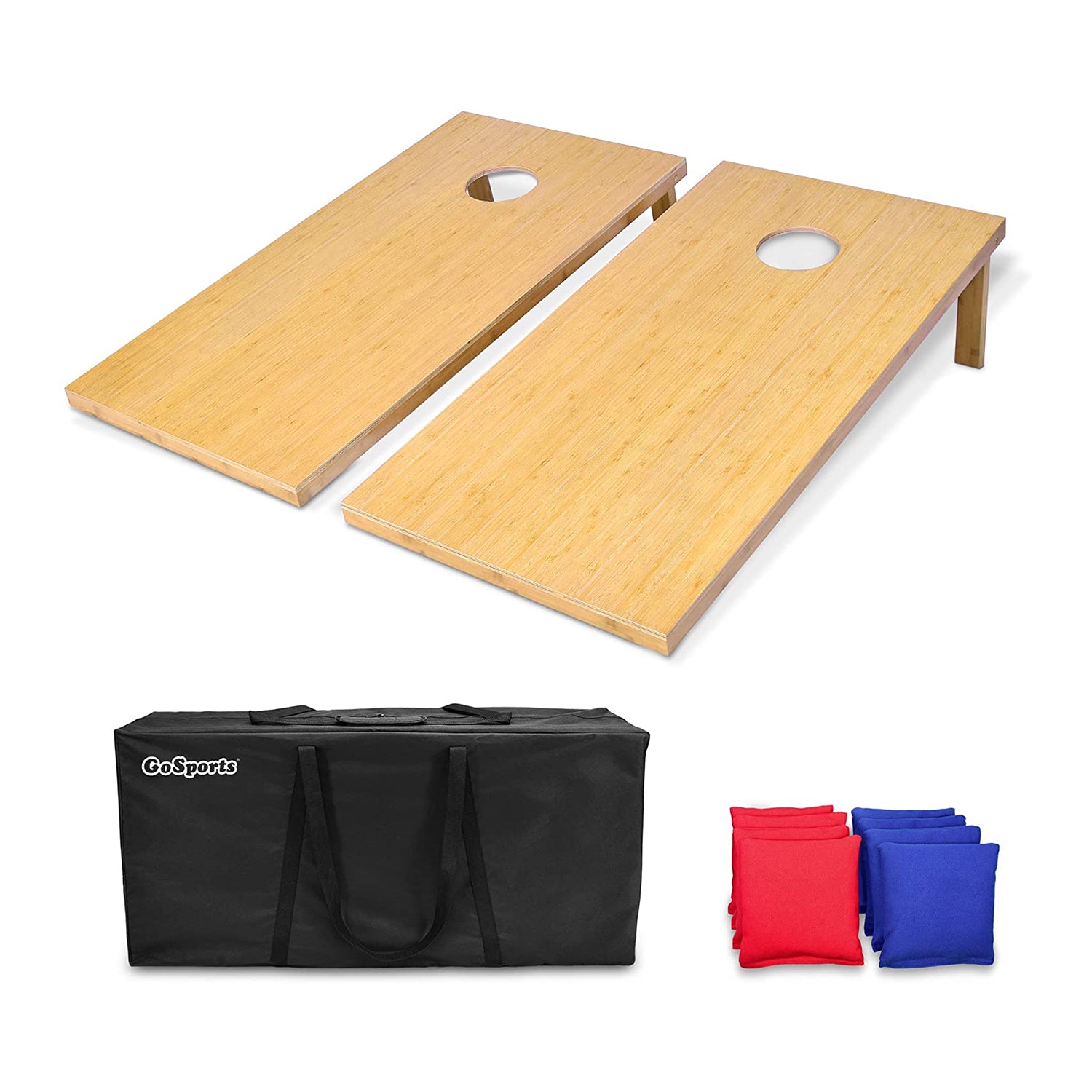 GoSports Regulation Size Cornhole Bean Bag Backyard Lawn Game, Bamboo (Open Box) - VMInnovations