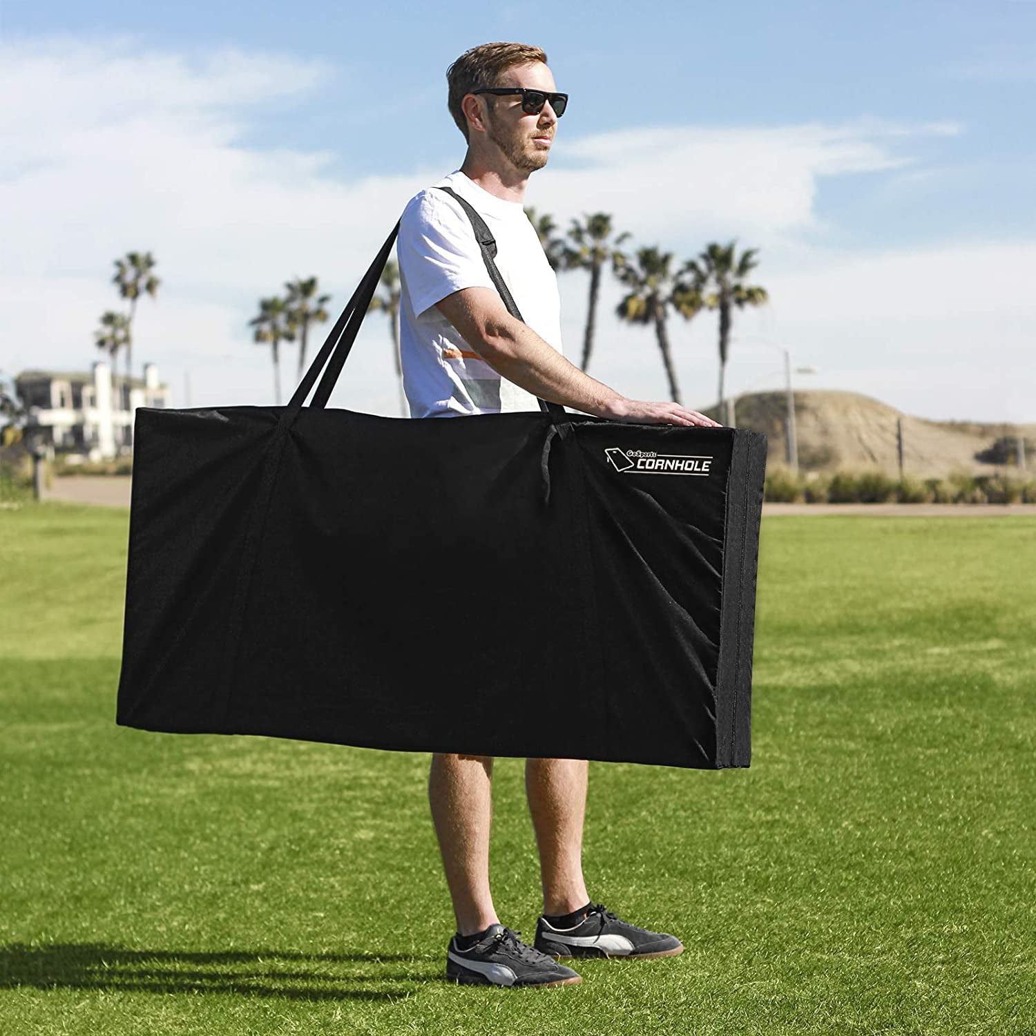 GoSports Cornhole Regulation Size Lawn Backyard Lawn Game, Light Brown (Used) - VMInnovations