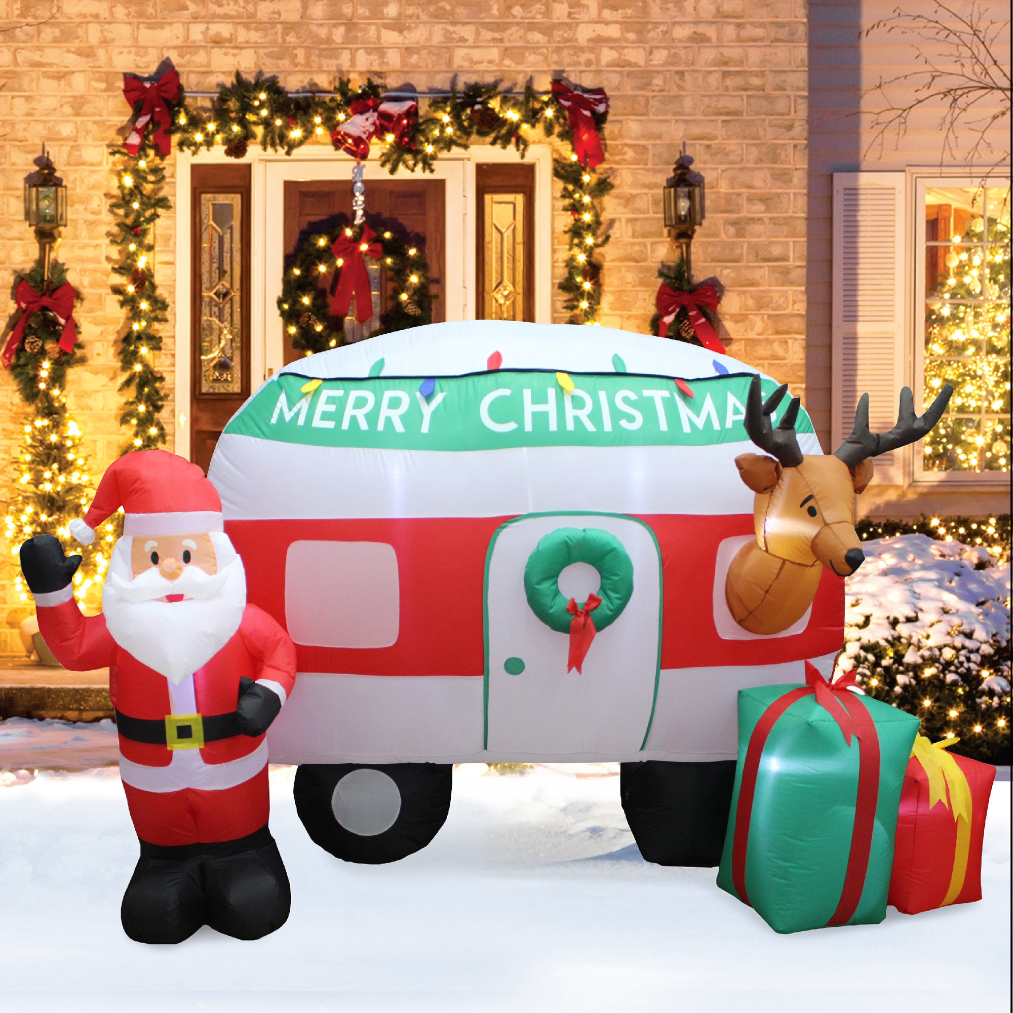 A Holiday Company 8 Ft Wide Inflatable Camper Holiday Lawn Decoration(Open Box) - VMInnovations