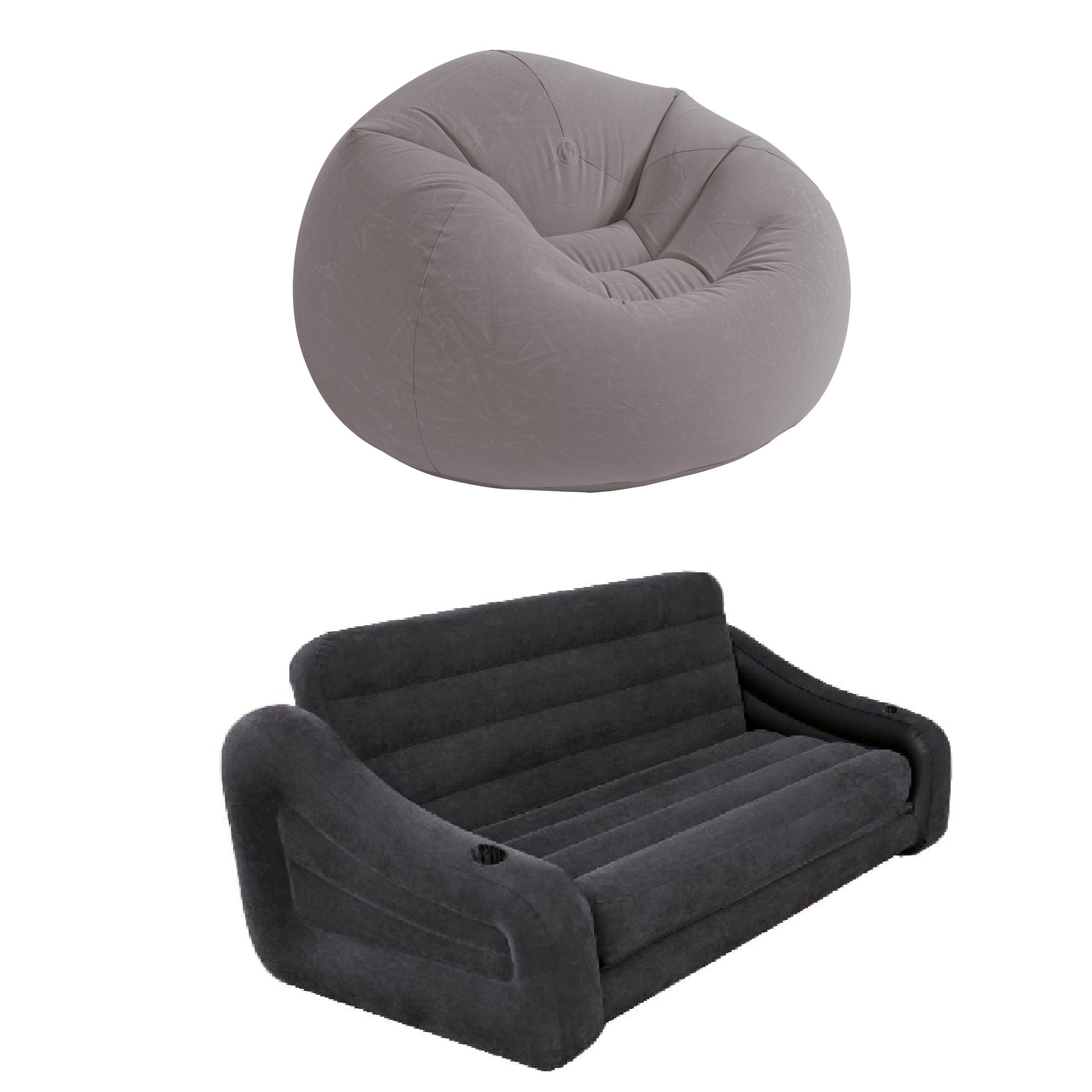 Intex Inflatable Beanless Bag Chair & Intex Inflatable Queen Size Futon Sofa