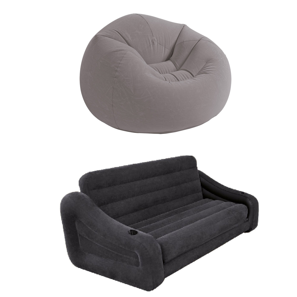 Intex Inflatable Beanless Bag Chair & Intex Inflatable Queen Size Futon Sofa