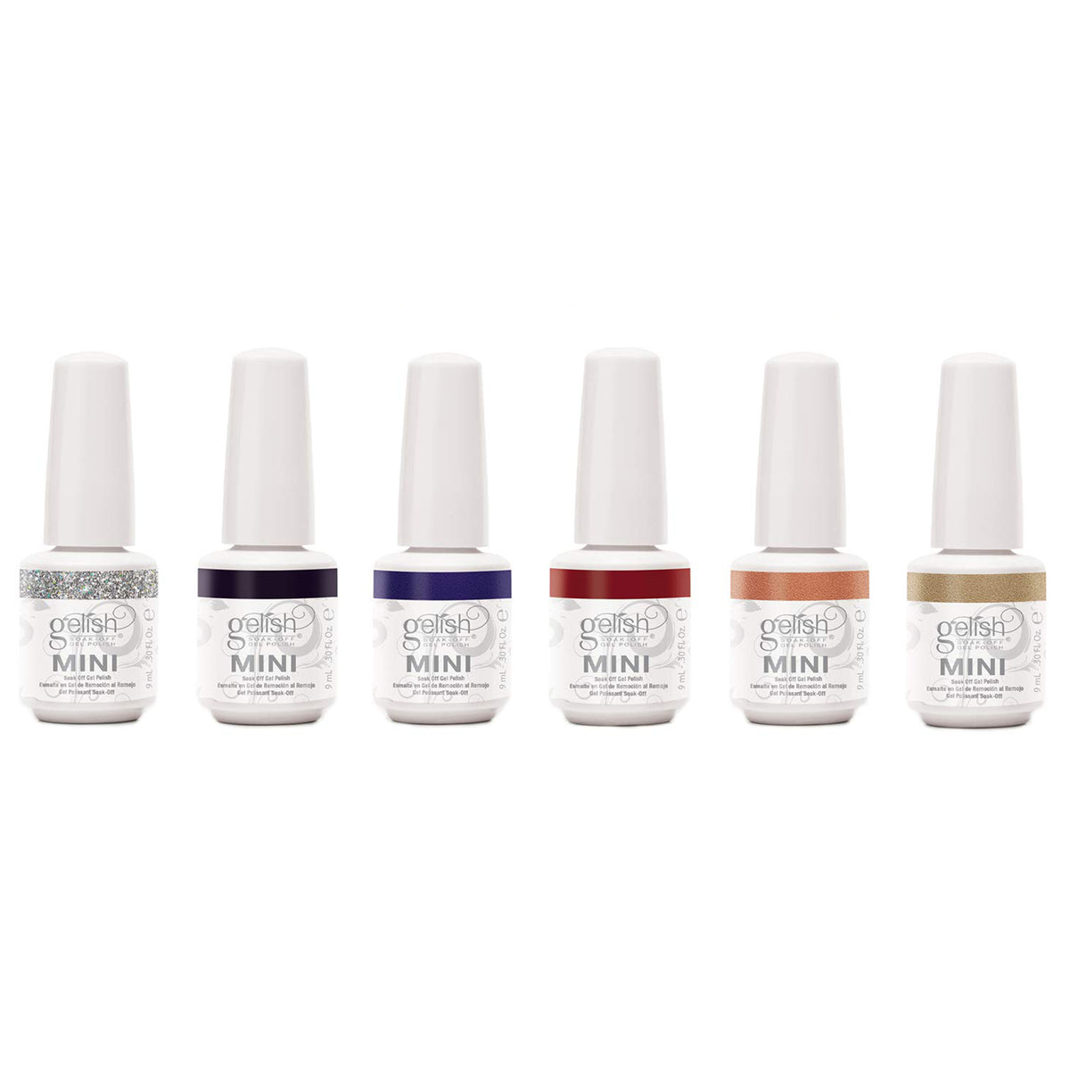 Gelish Mini Soak Off 6 Color Gel Polish Set, Champagne & Moonbeams (Open Box)