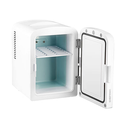 Chefman Portable Mirrored Personal Mini Fridge w/ LED Lighting, 4 Liter, White