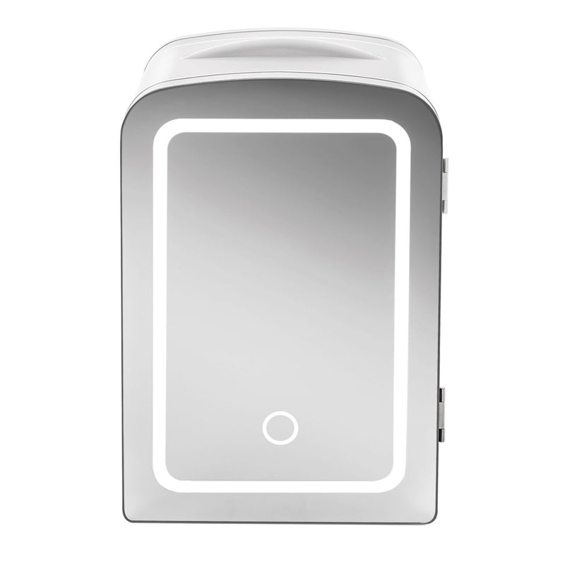 Chefman Portable Mirrored Personal Mini Fridge w/ LED Lighting, 4 Liter, White