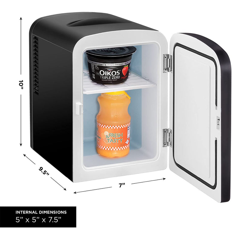 Chefman Portable Dry Erase Personal Snacks & Drinks Mini Fridge, 4 Liter, Black