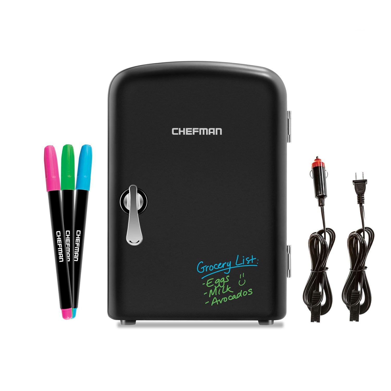 Chefman Portable Dry Erase Personal Snacks & Drinks Mini Fridge, (Open Box)