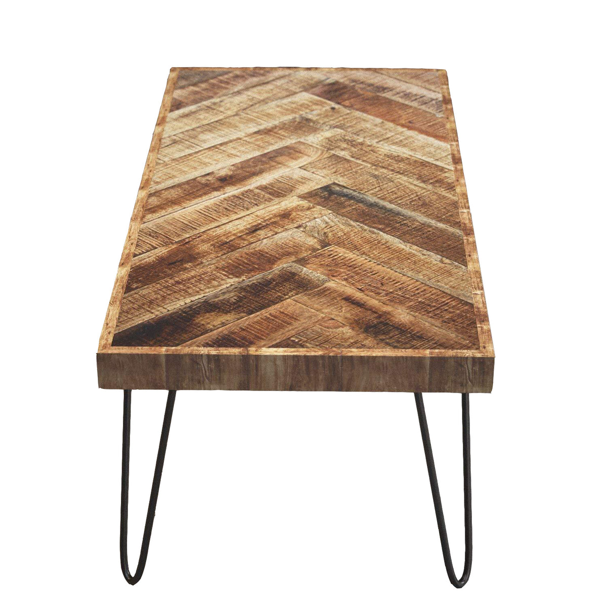 Mindful Living Rustic Mid Century Modern Wood & Iron Chevron Desk (For Parts)