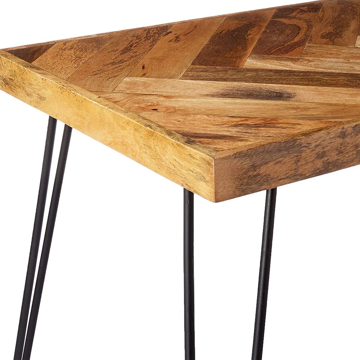 Mindful Living Rustic Mid Century Modern Wood & Iron Chevron Desk (For Parts)