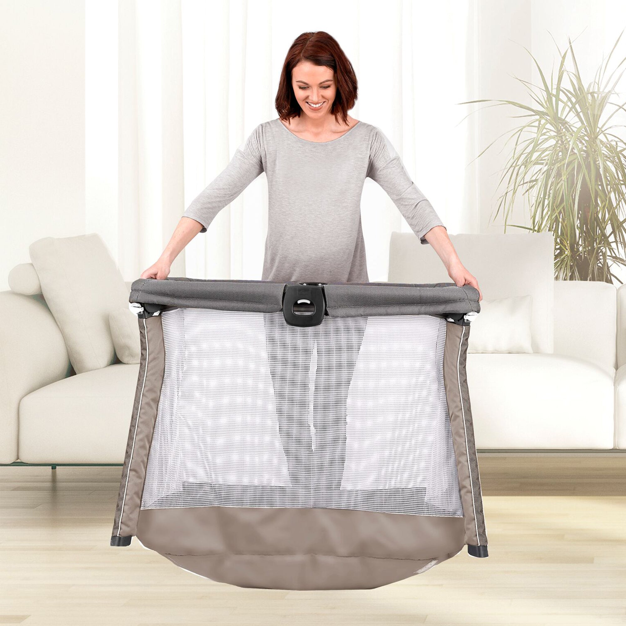 Chicco FastAsleep Go Full Sized Travel Infant Playard, Graphite Gray (Open Box)