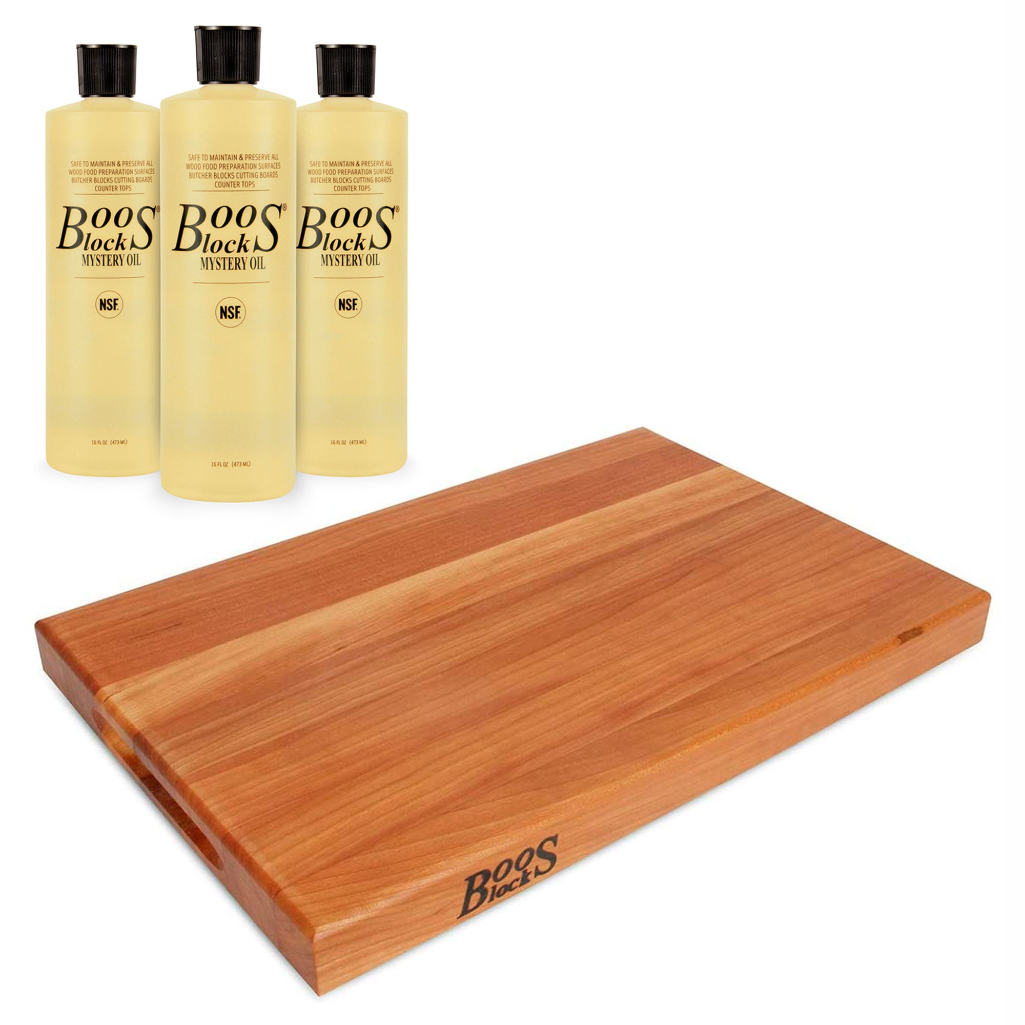 John Boos Reversible Wood Cutting Board Block Bundle with Mystery Oil (3 Pack) - VMInnovations