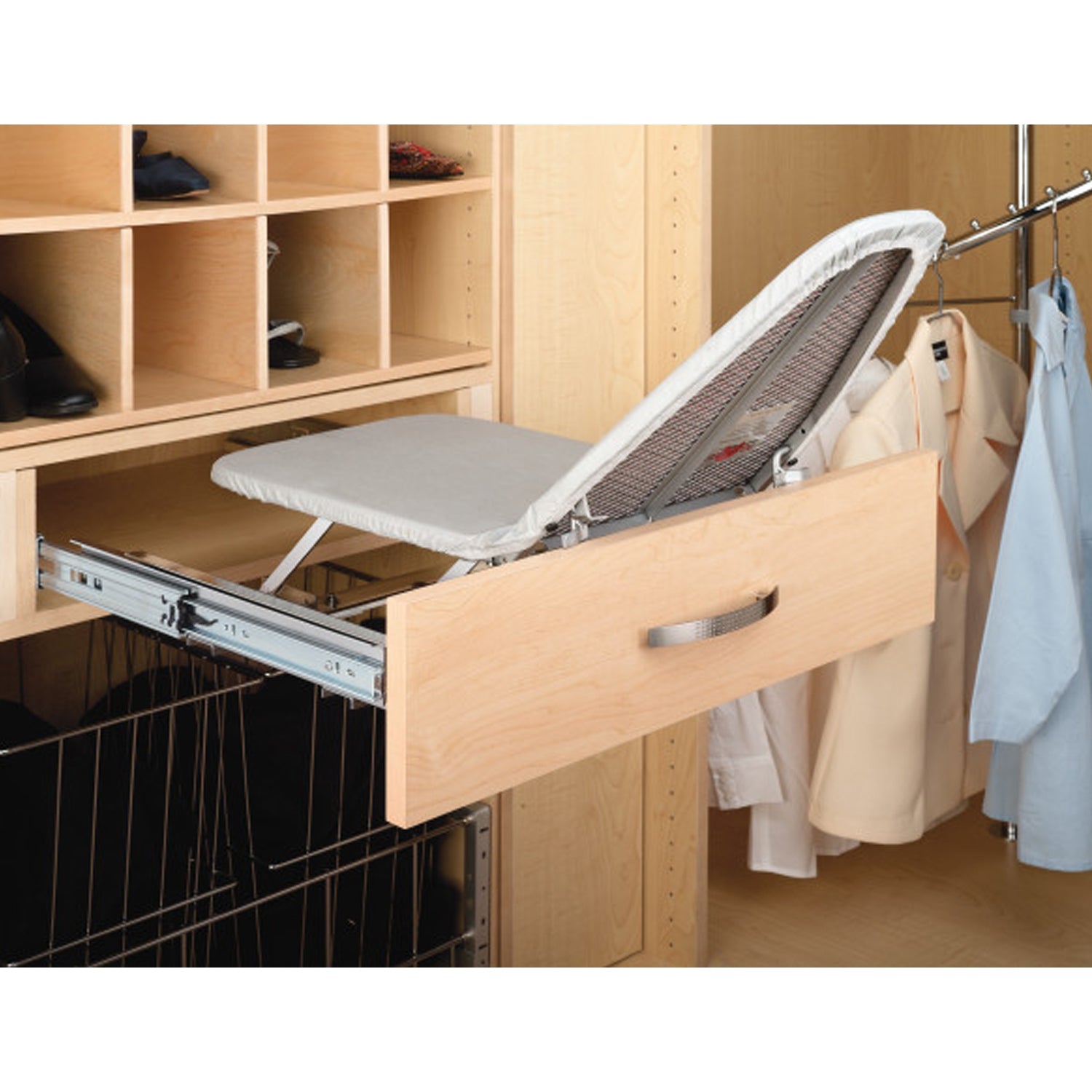 Rev-A-Shelf Retractable Pullout Stowaway Closet Ironing Board, Gray, CIB-16CR - VMInnovations