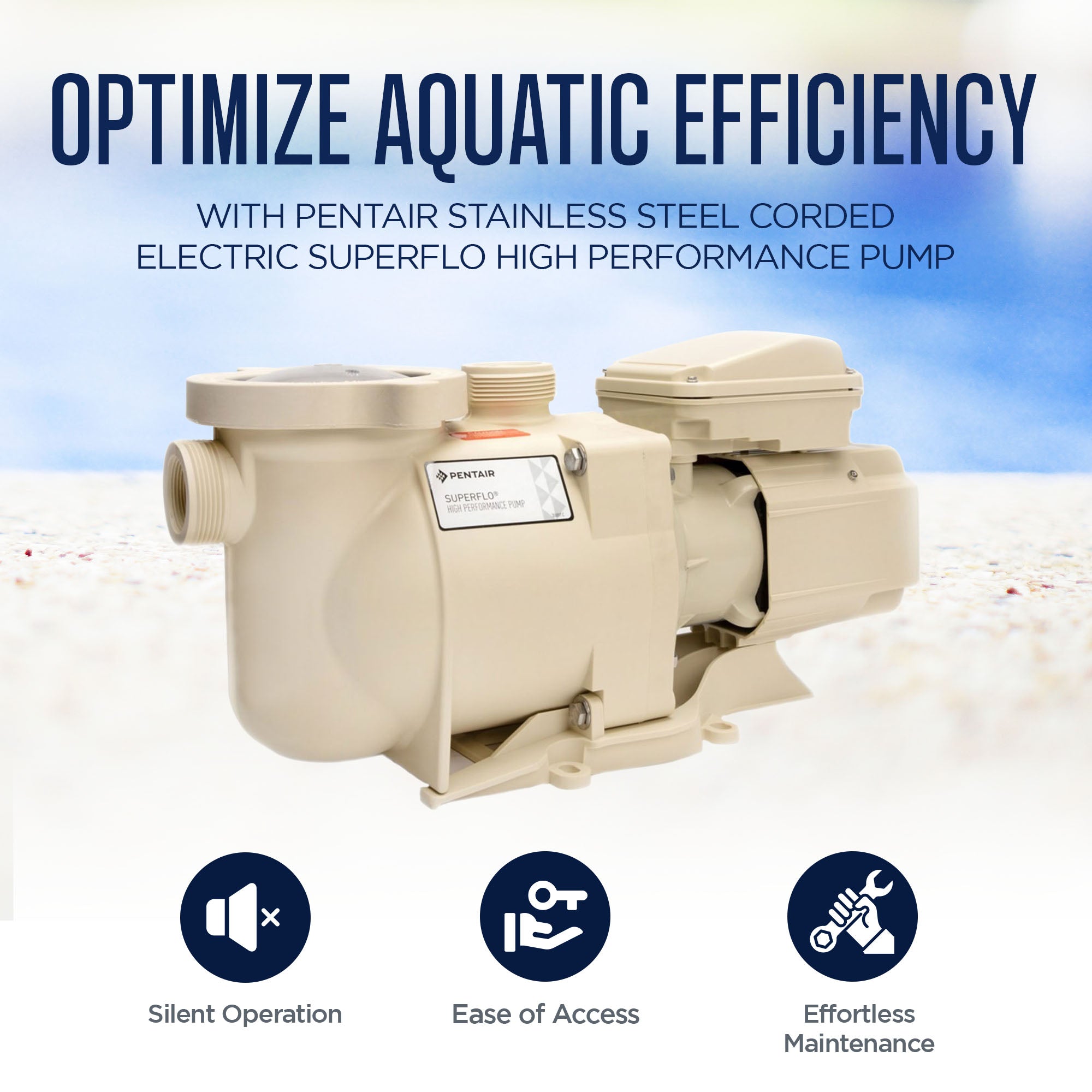 Pentair Stainless Steel Corded Electric SuperFlo High Performance Pump, Beige - VMInnovations