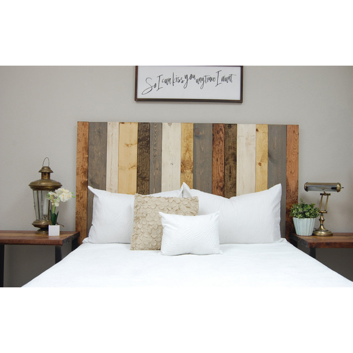Barn Walls Floating Hanger Handcrafted 4 Panel Wall Headboard, King (Open Box)
