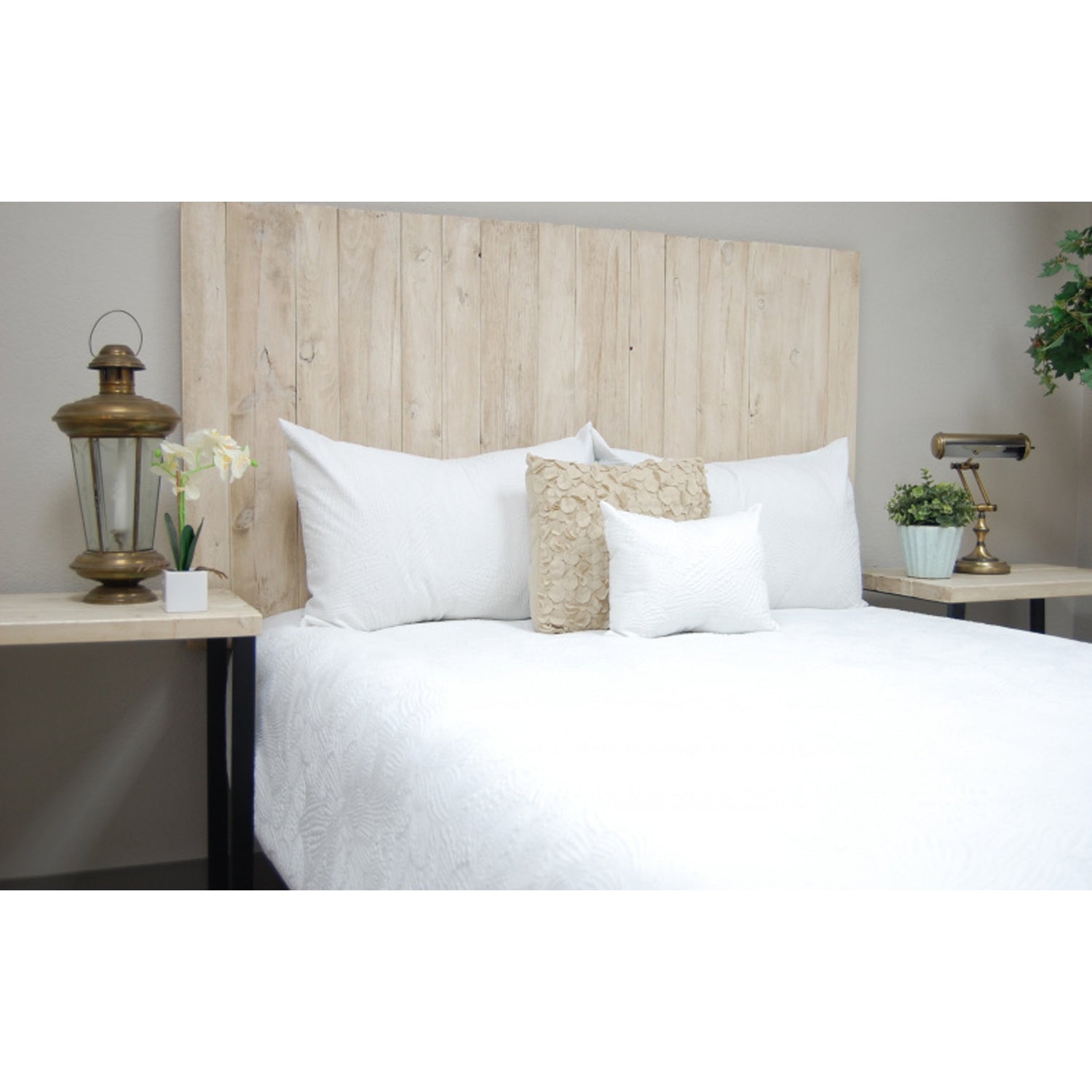 Barn Walls Floating Hanger Handmade 4 Panel Wall Headboard, King (Used)