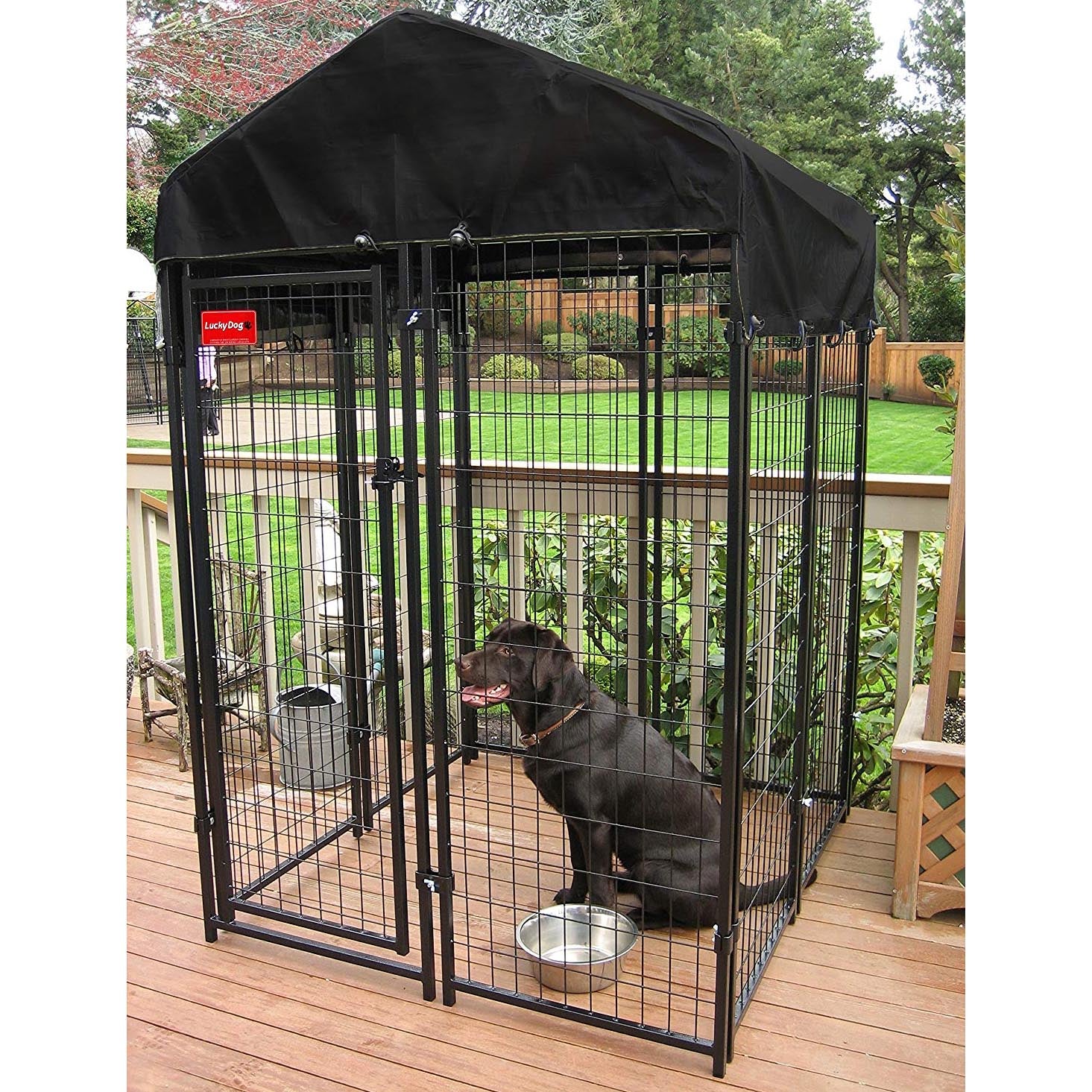 Lucky Dog Uptown Outdoor Covered Kennel Heavy Duty Dog Cage Pen (4 Pack)