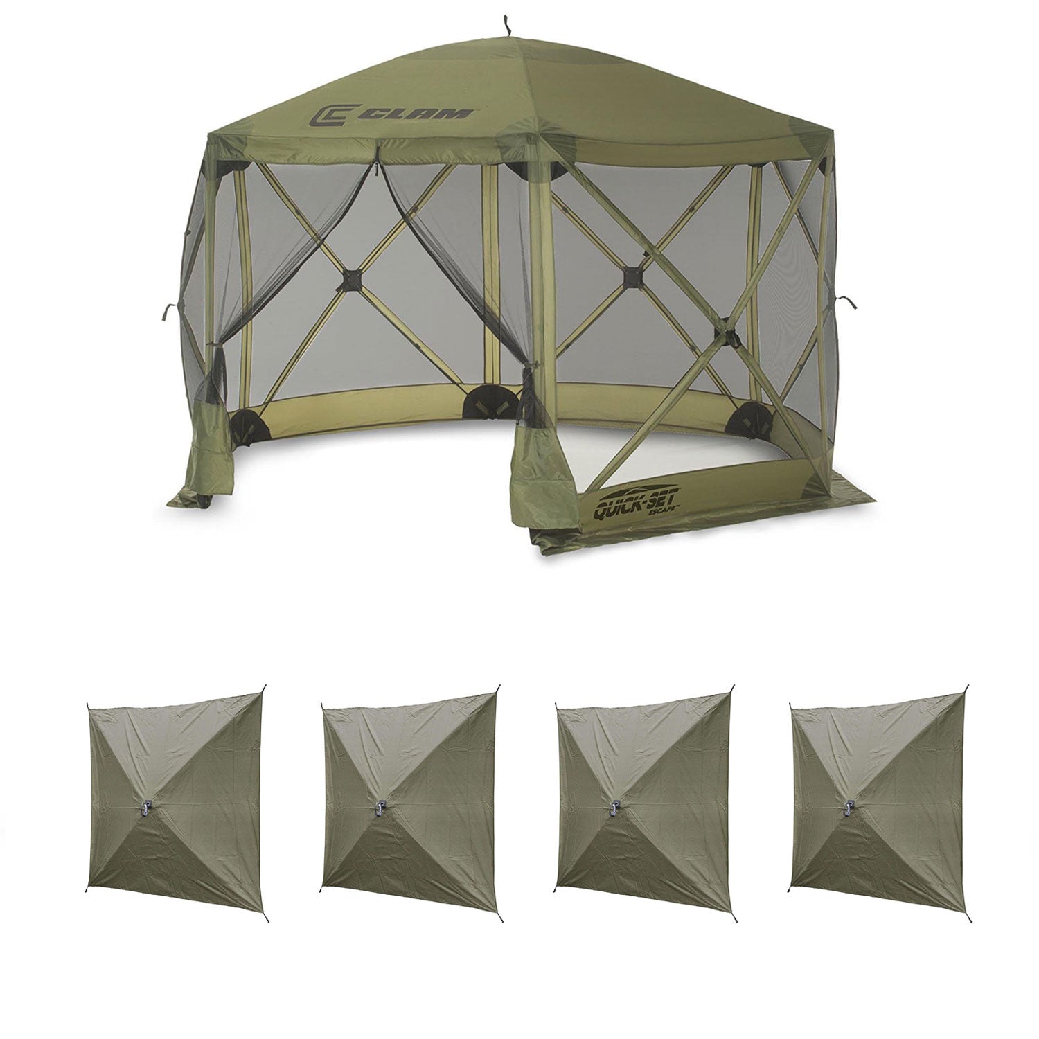 Clam Quick Set Escape Portable Canopy Shelter with Wind and Sun Panels (4 pack) - VMInnovations