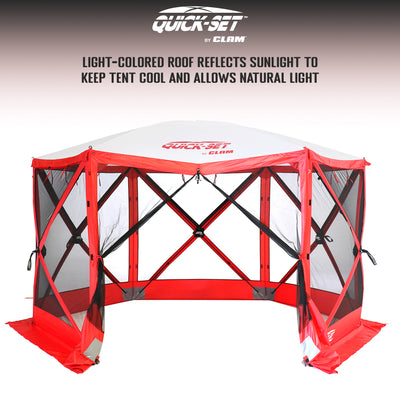 CLAM Quick-Set Escape Sport 11.5 x 11.5 Ft Tailgating Canopy Tent, Red/White