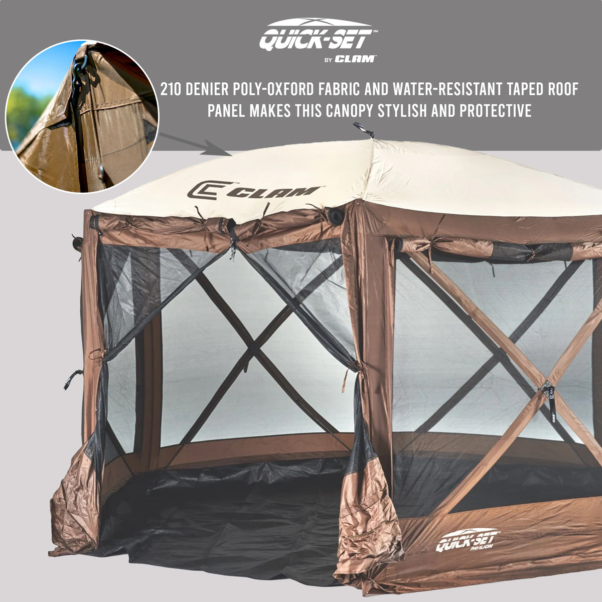 Clam Sky Camper Portable Gazebo Canopy, Brown (Open Box)