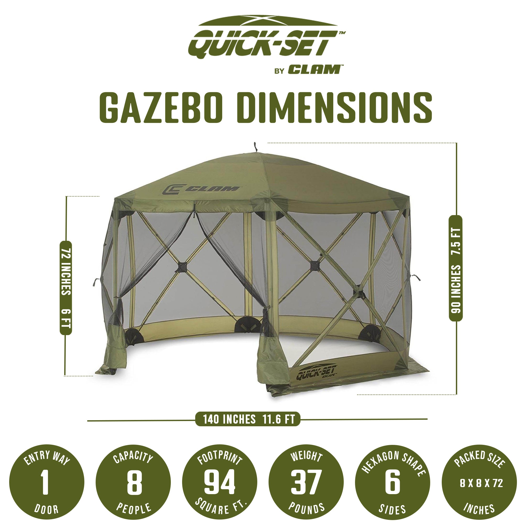 Clam Quick Set Escape Portable Canopy Shelter with Wind and Sun Panels (6 pack) - VMInnovations