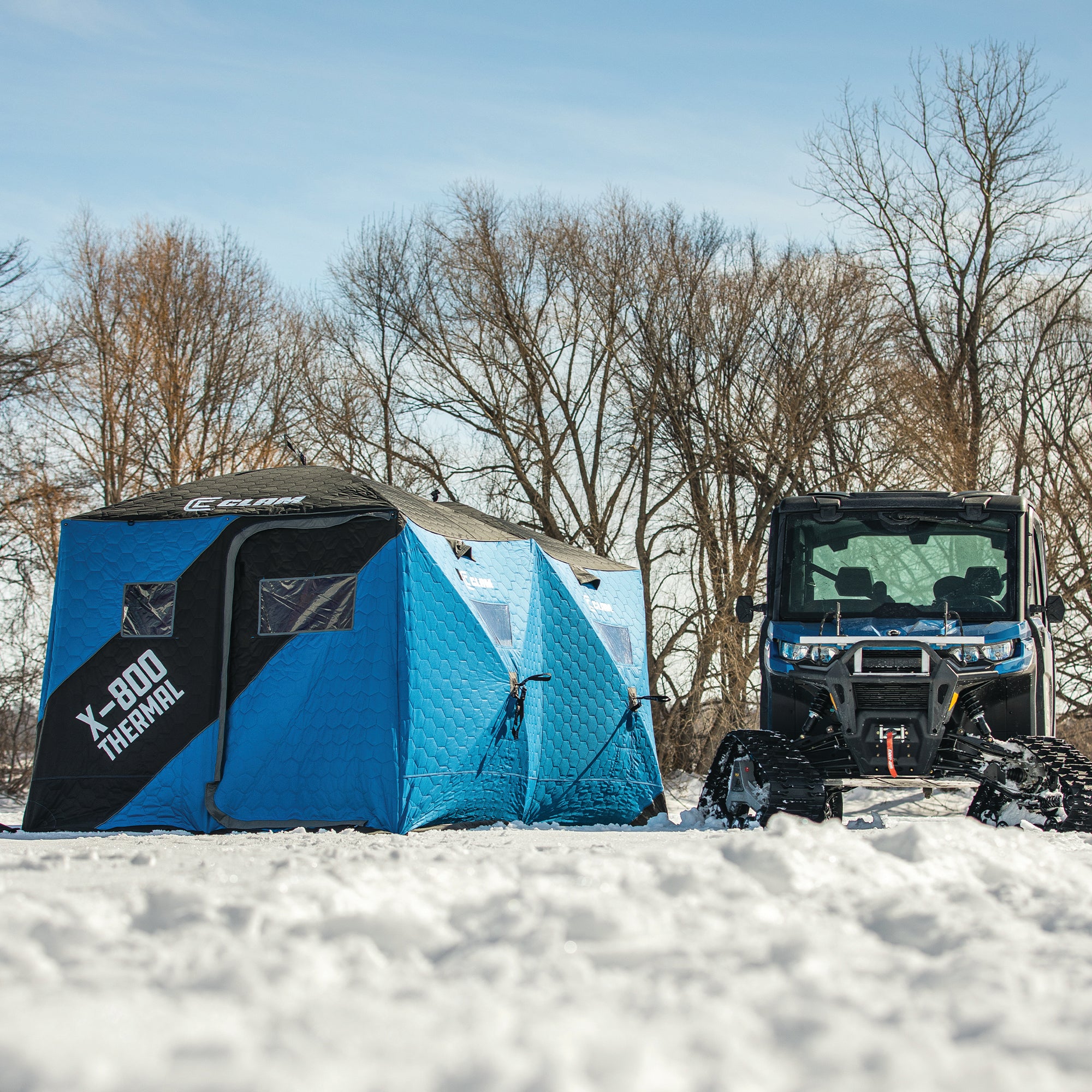 CLAM Portable 15'x8' 7 Person Pop Up Ice Fishing Thermal Hub Shelter(Open Box)
