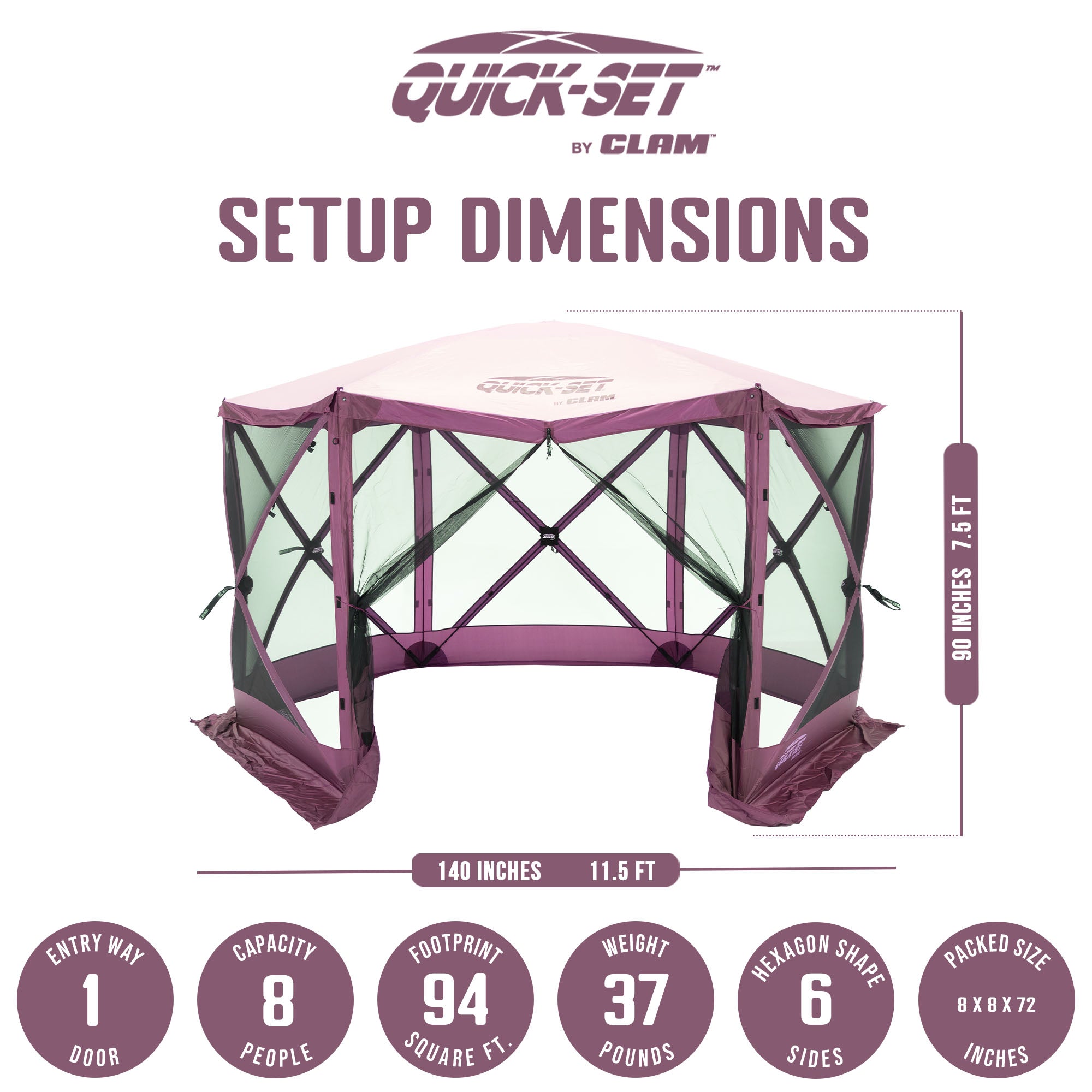 CLAM Quick-Set 11.5 x 11.5 Foot Portable Outdoor Canopy Shelter, Plum (Open Box)