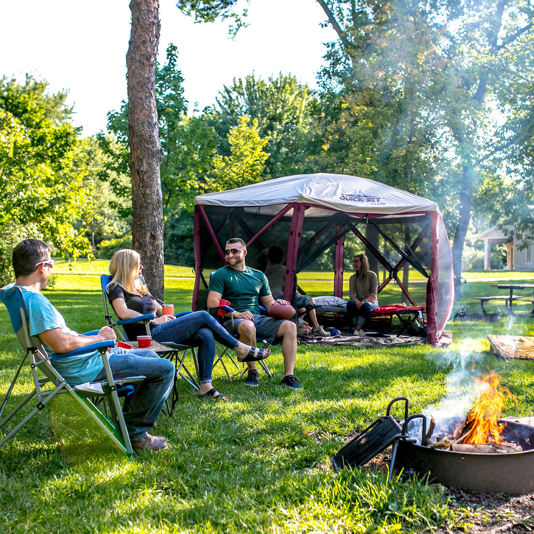 CLAM Quick-Set 11.5 x 11.5 Foot Portable Outdoor Canopy Shelter, Plum (Open Box) - VMInnovations