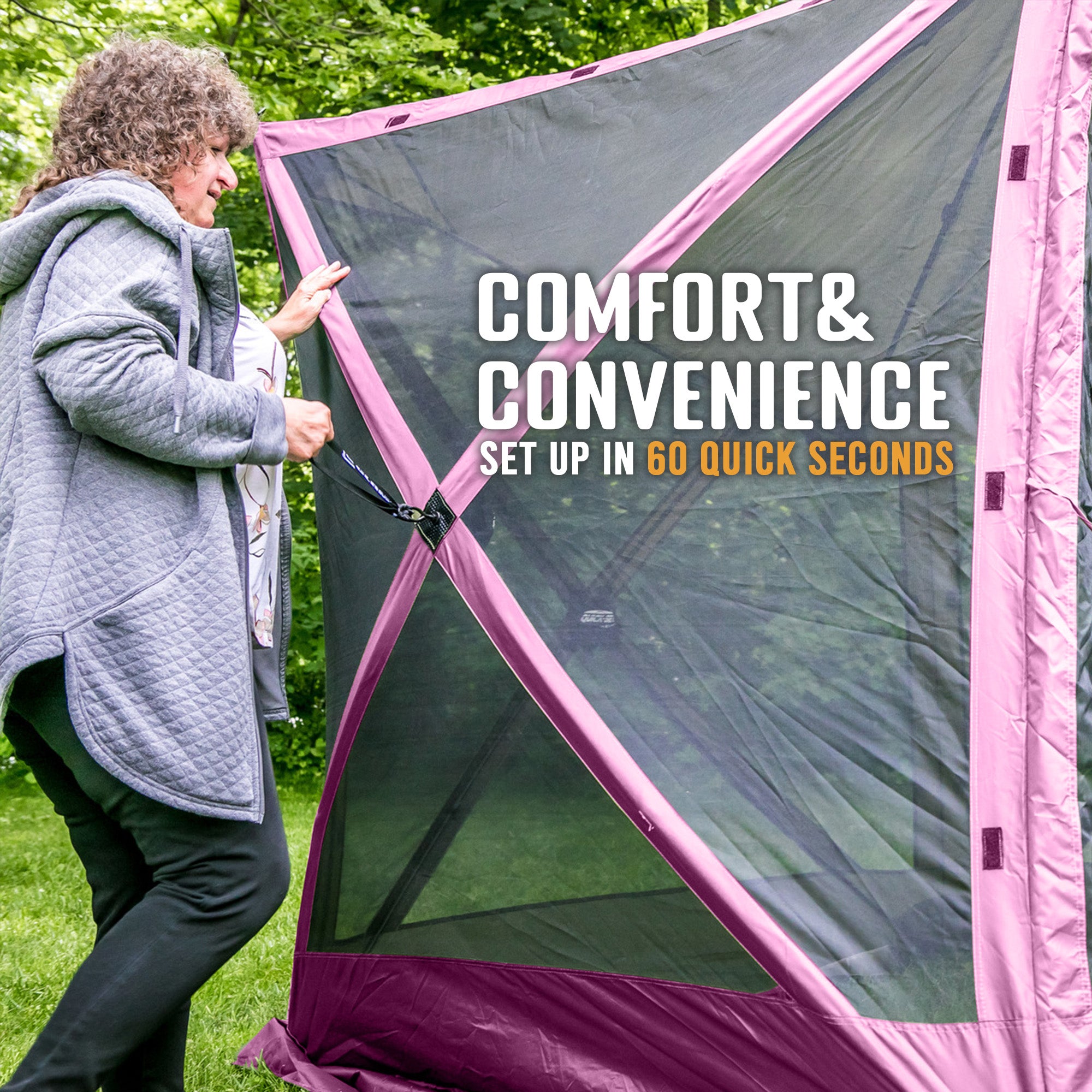 CLAM Quick Set Traveler 4 Sided Canopy+ CLAM Quick Set Screen, Plum (3 Pack) - VMInnovations