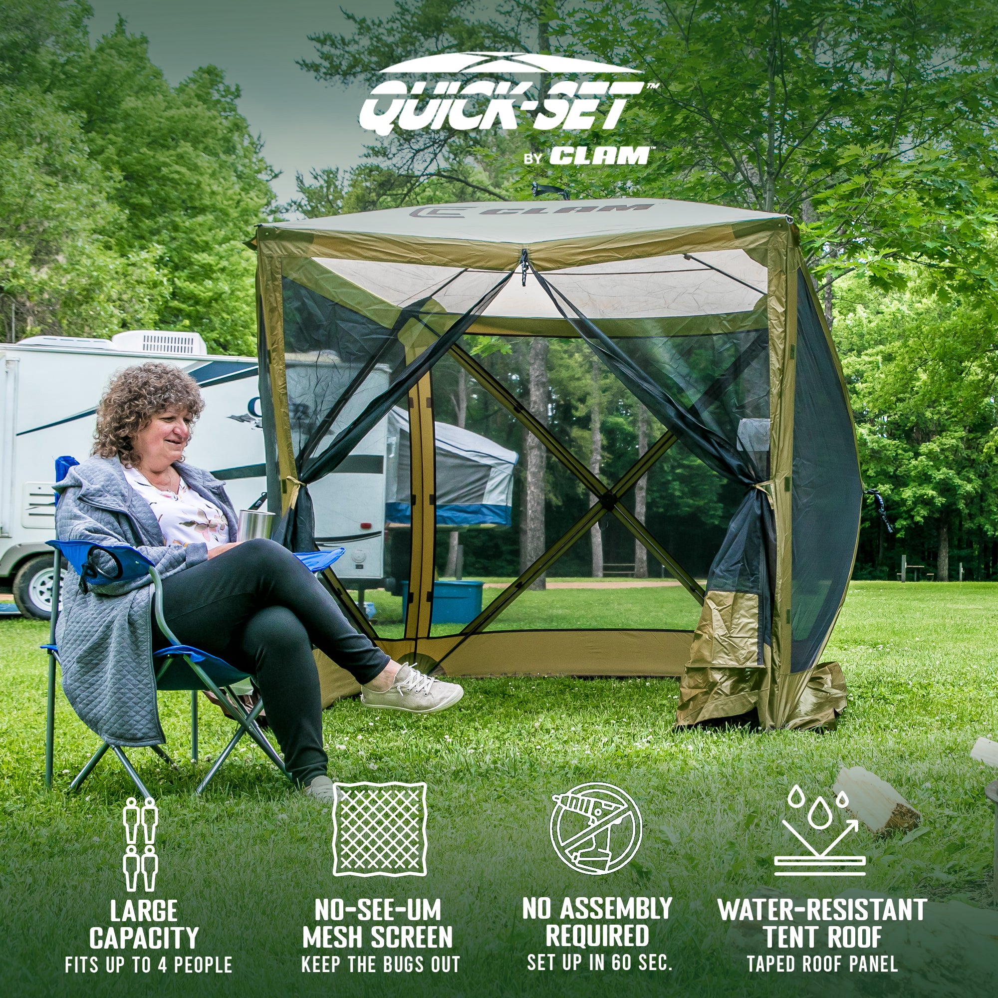 Clam Quick-Set Traveler Outdoor Screen Shelter w/Wind Panels (2 Pack), Green - VMInnovations