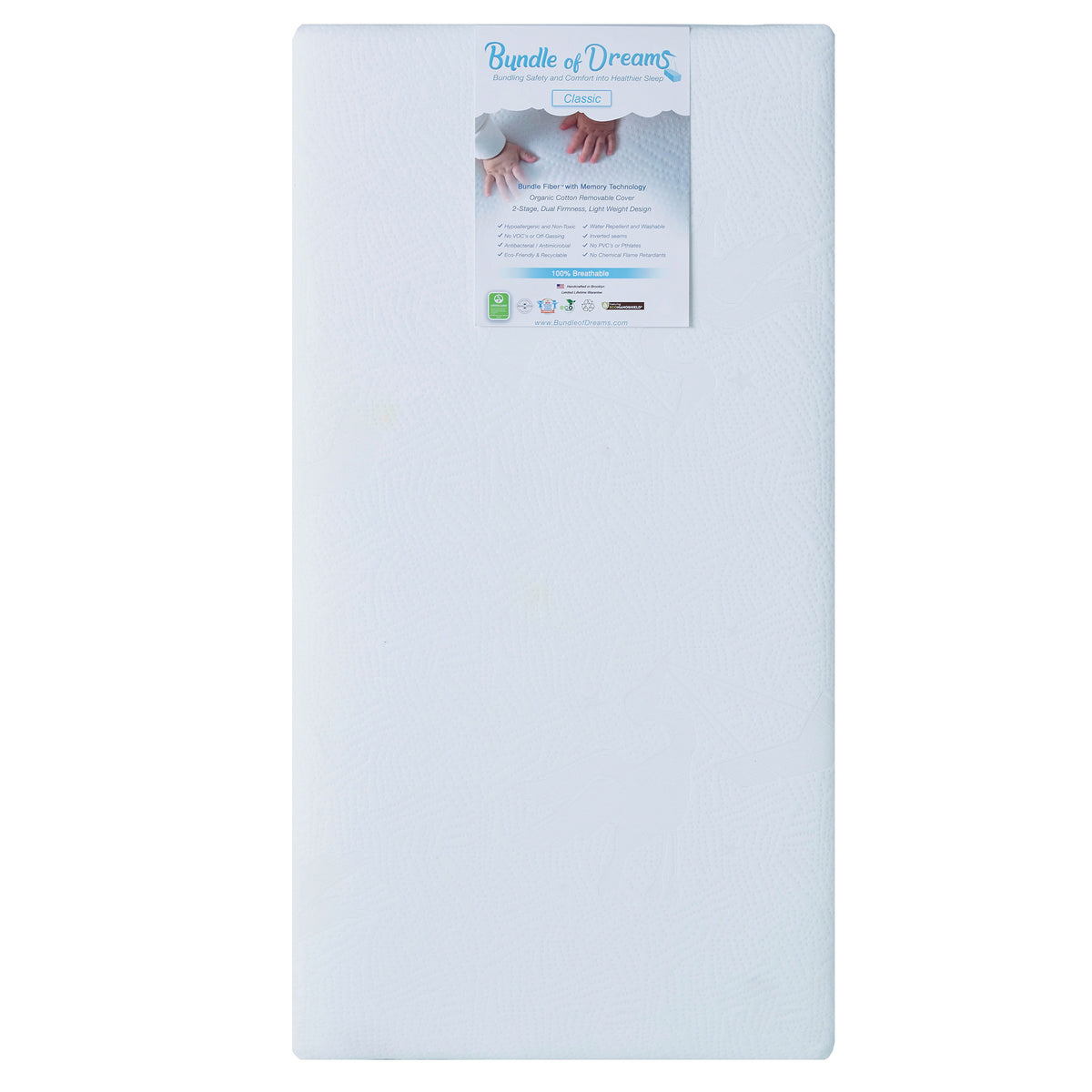 Bundle of Dreams 6" Hypoallergenic Baby Crib Mattress, Organic Cover (Used)