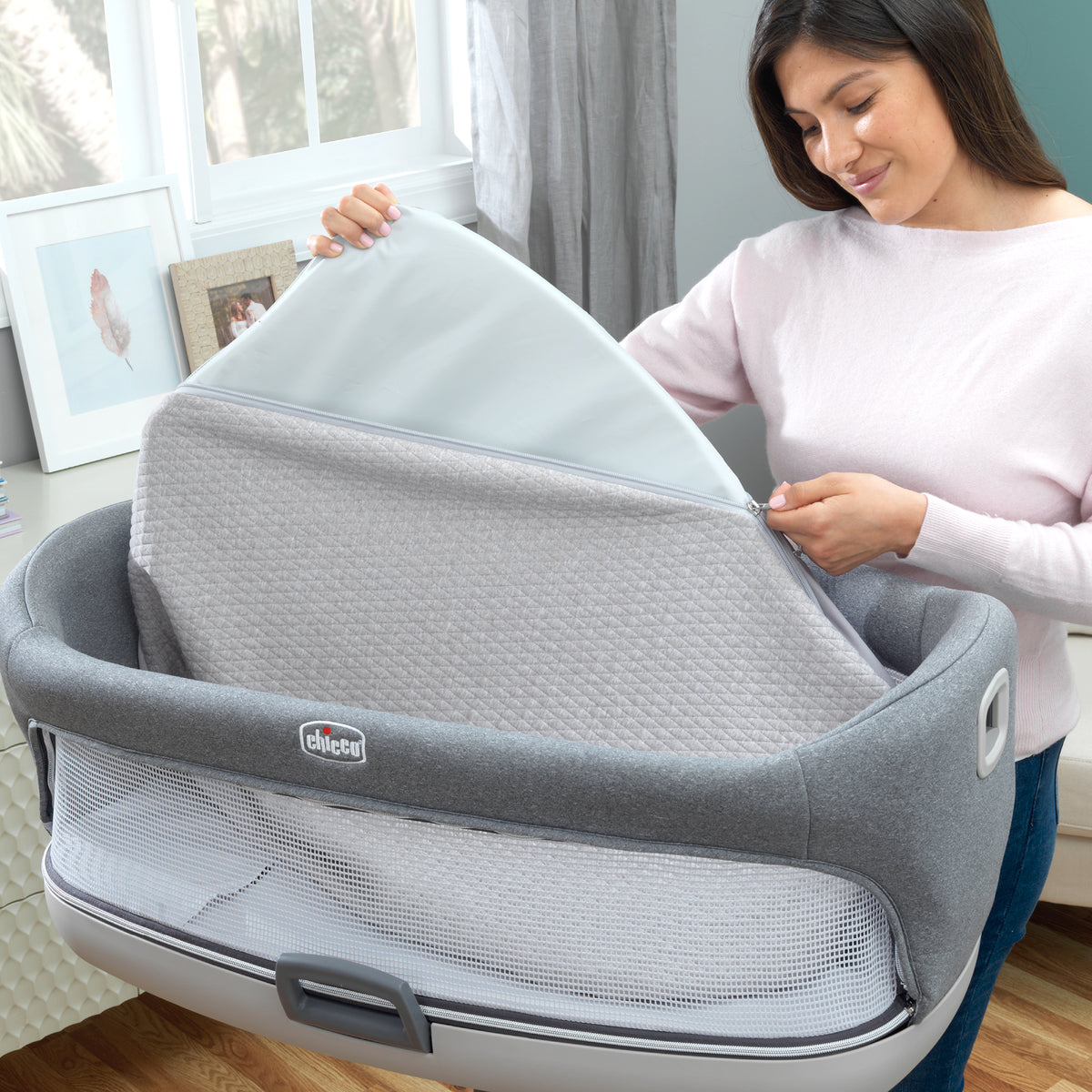 Chicco Close to You 3-in-1 Portable Infant Baby Bedside Bassinet, Heather Gray - VMInnovations