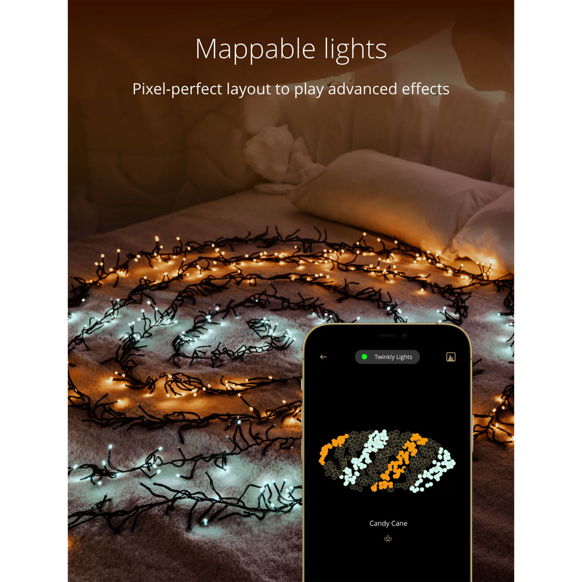 Twinkly Cluster App-Controlled Smart LED Christmas Lights 400 AWW Amber & White