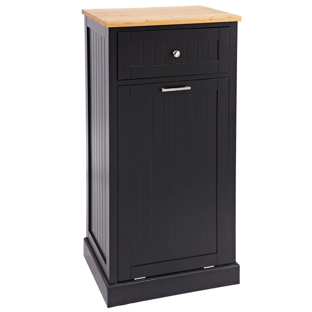 SpaceMaster Microwave Kitchen Cart w/Hideaway Trash Can Holder, Black (Open Box)