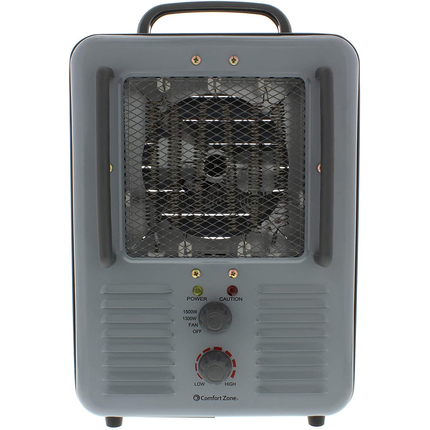 Comfort Zone Compact Electric Utility Space Heater Personal Fan, Gray (Open Box)