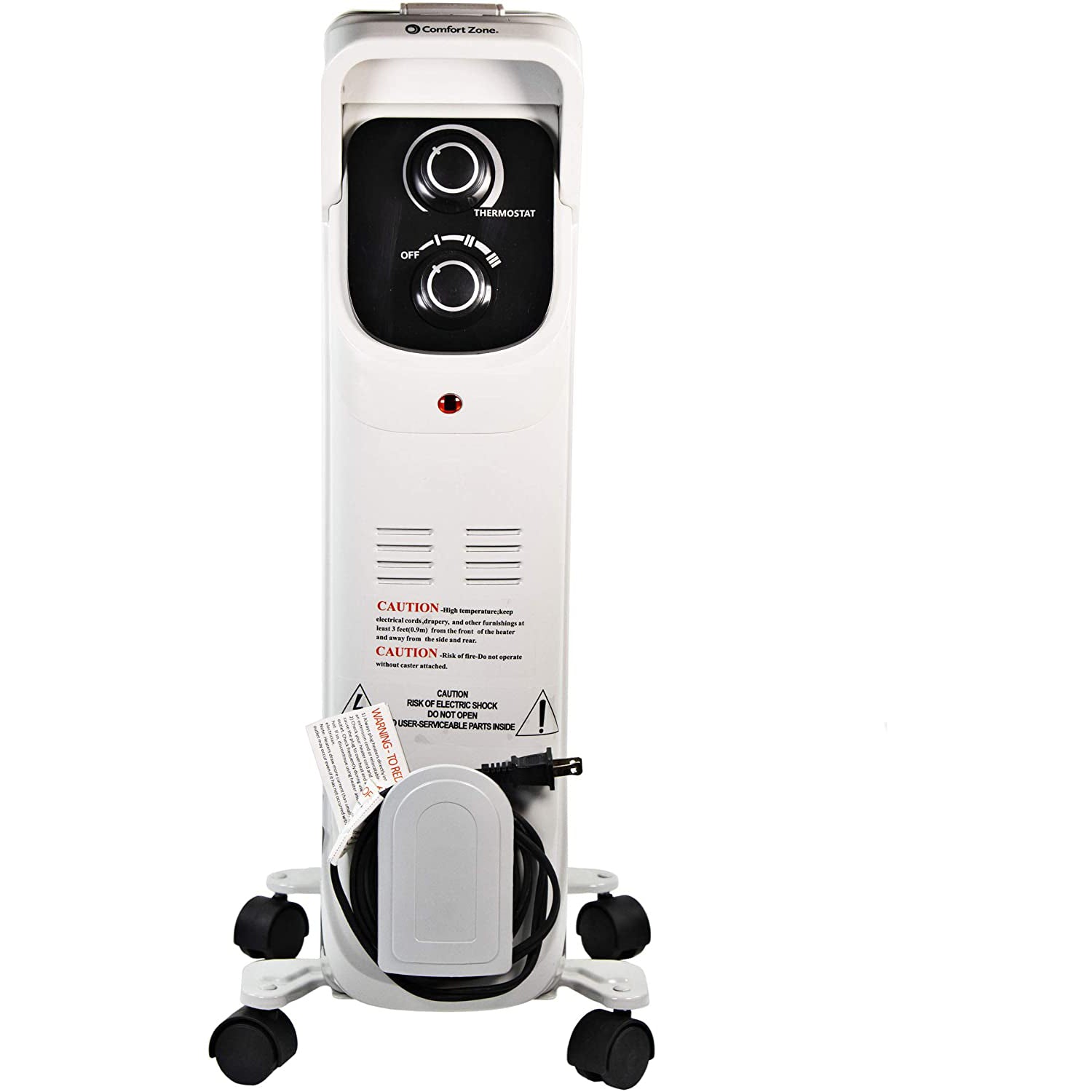 Comfort Zone Rolling Silent Operation Oil Filled Home Radiator Heater (Open Box)