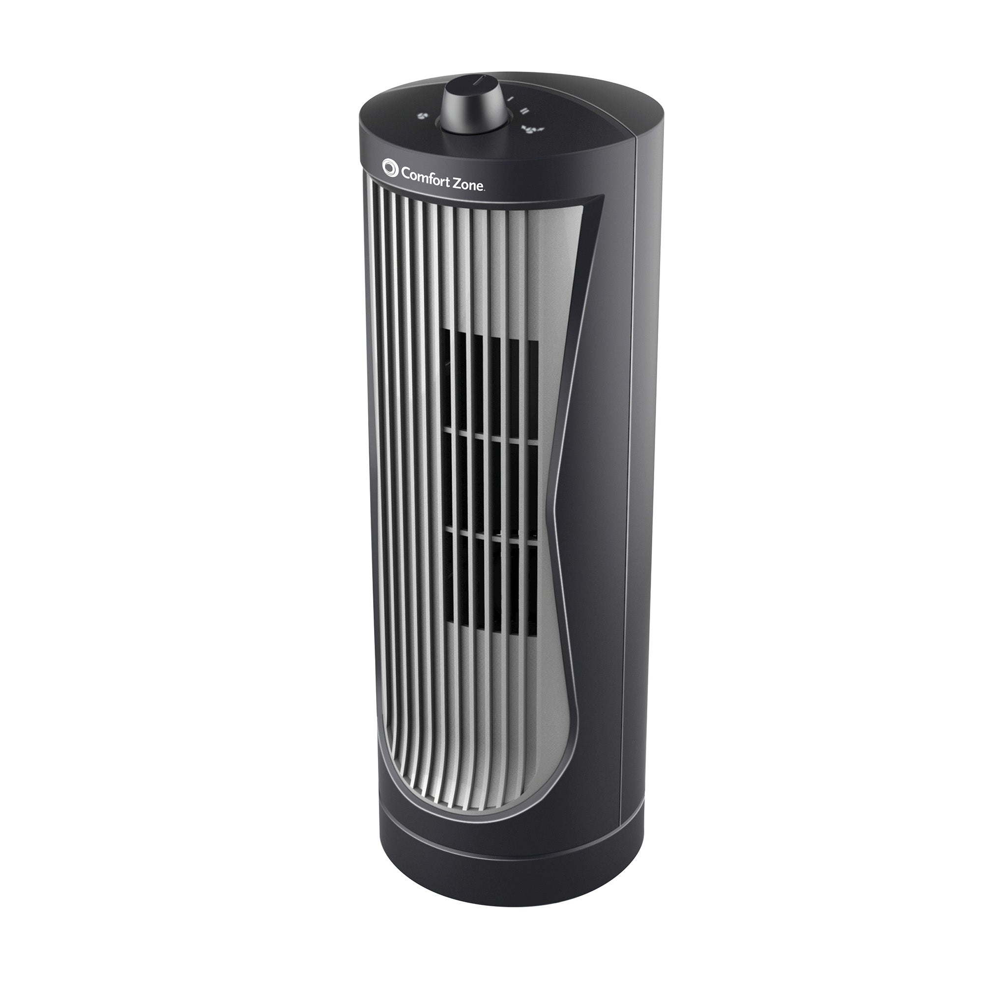 Comfort Zone 12-Inch Compact 2 Speed Oscillating Tower Fan, Black (Open Box)