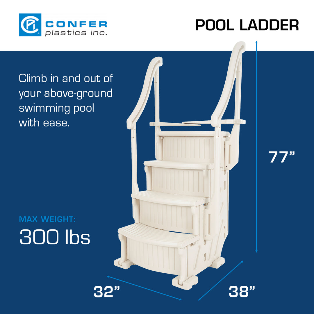 Confer Plastics 4 Step Above Ground Pool Ladder Stair Entry System, Warm Grey - VMInnovations