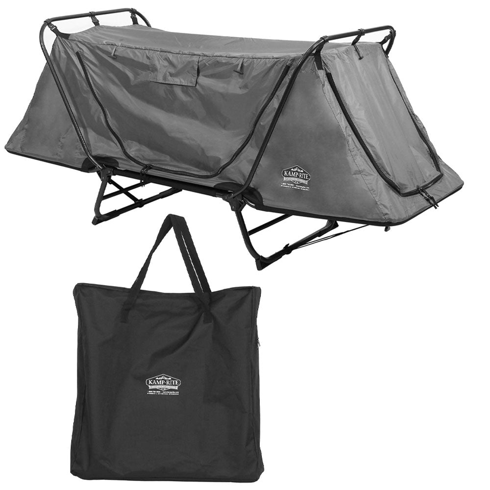 Kamp-Rite Original 1 Person Tent Cot Folding Bed Bundle w/ Valuables Storage Bag