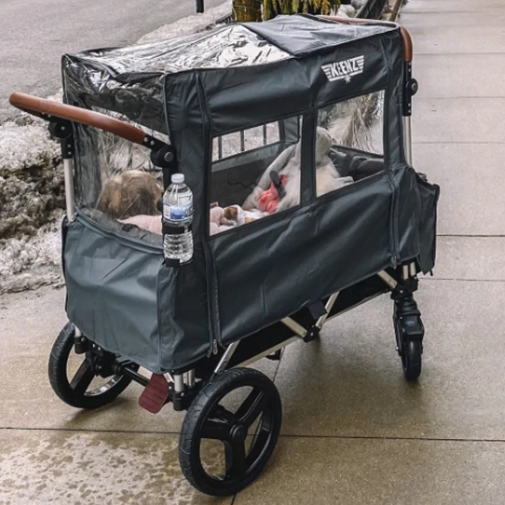Keenz Wind Cover with Windows for 7S Push Pull Wagon Stroller, Gray (Used) - VMInnovations