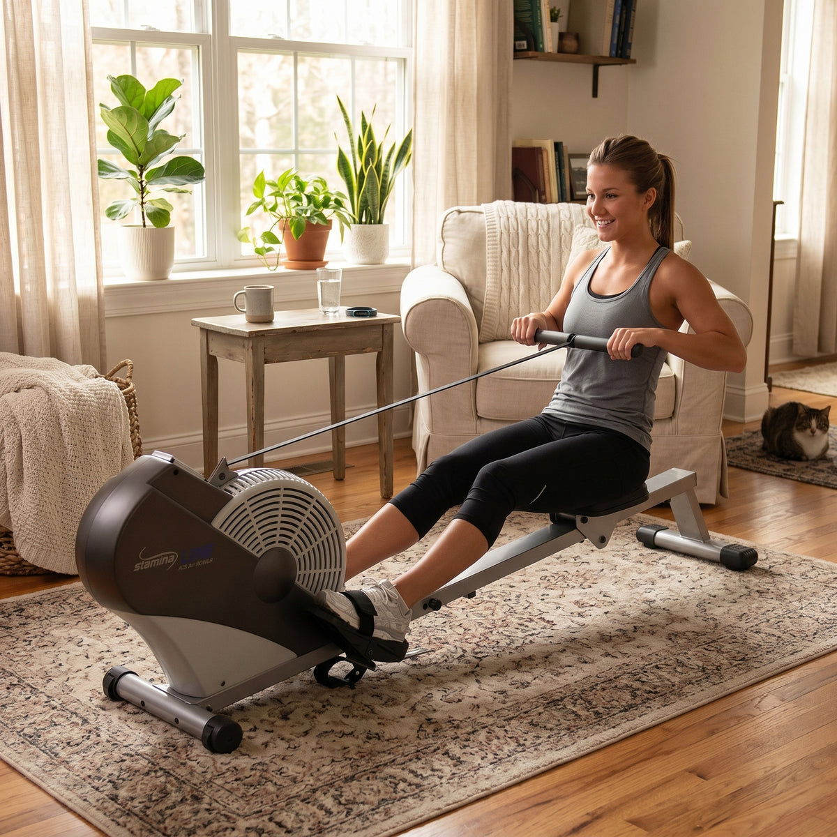 Stamina ATS Home Fitness Air Resistance Rower Cardio Rowing Exercise Machine