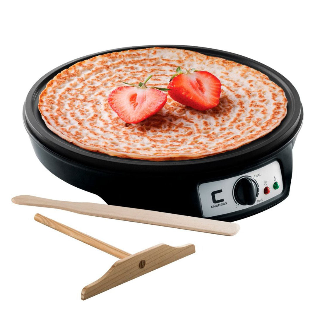 Chefman Electric Countertop Crepe/ Brunch Maker & Round Griddle Black (Open Box)