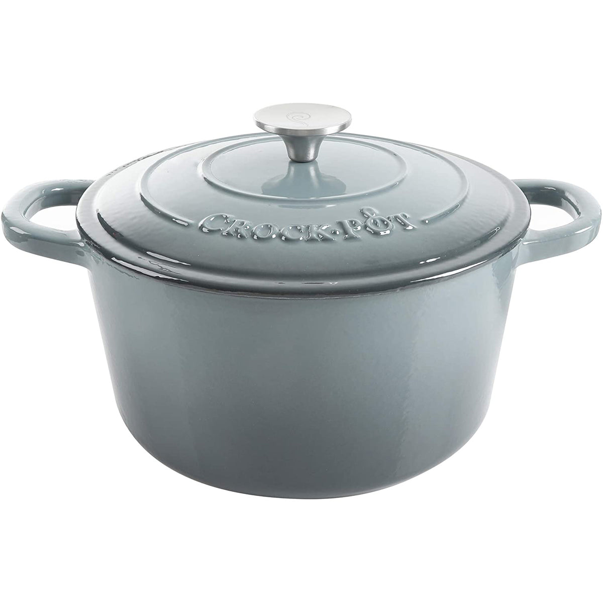 Crock-Pot 7 Qt Enamel Cast Iron Covered Dutch Oven Cooker, Slate Gray (Damaged)