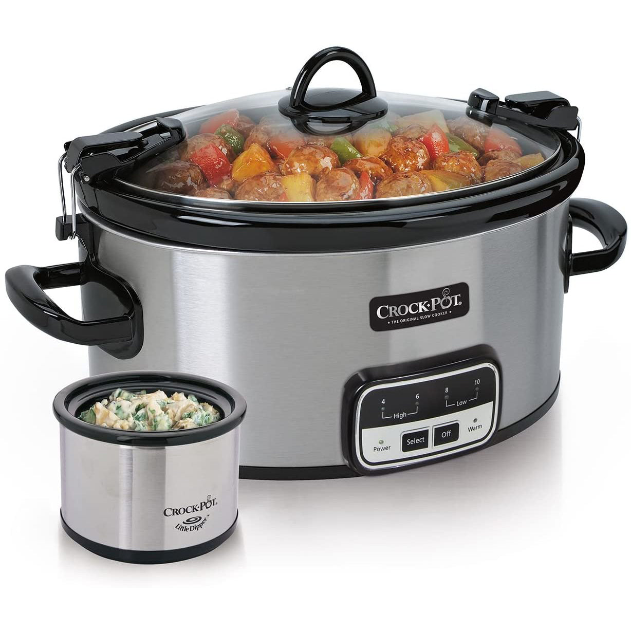Crock-Pot Cook & Carry 6 Quart Slow Cooker w/Single Little Dipper Warmer and Lid