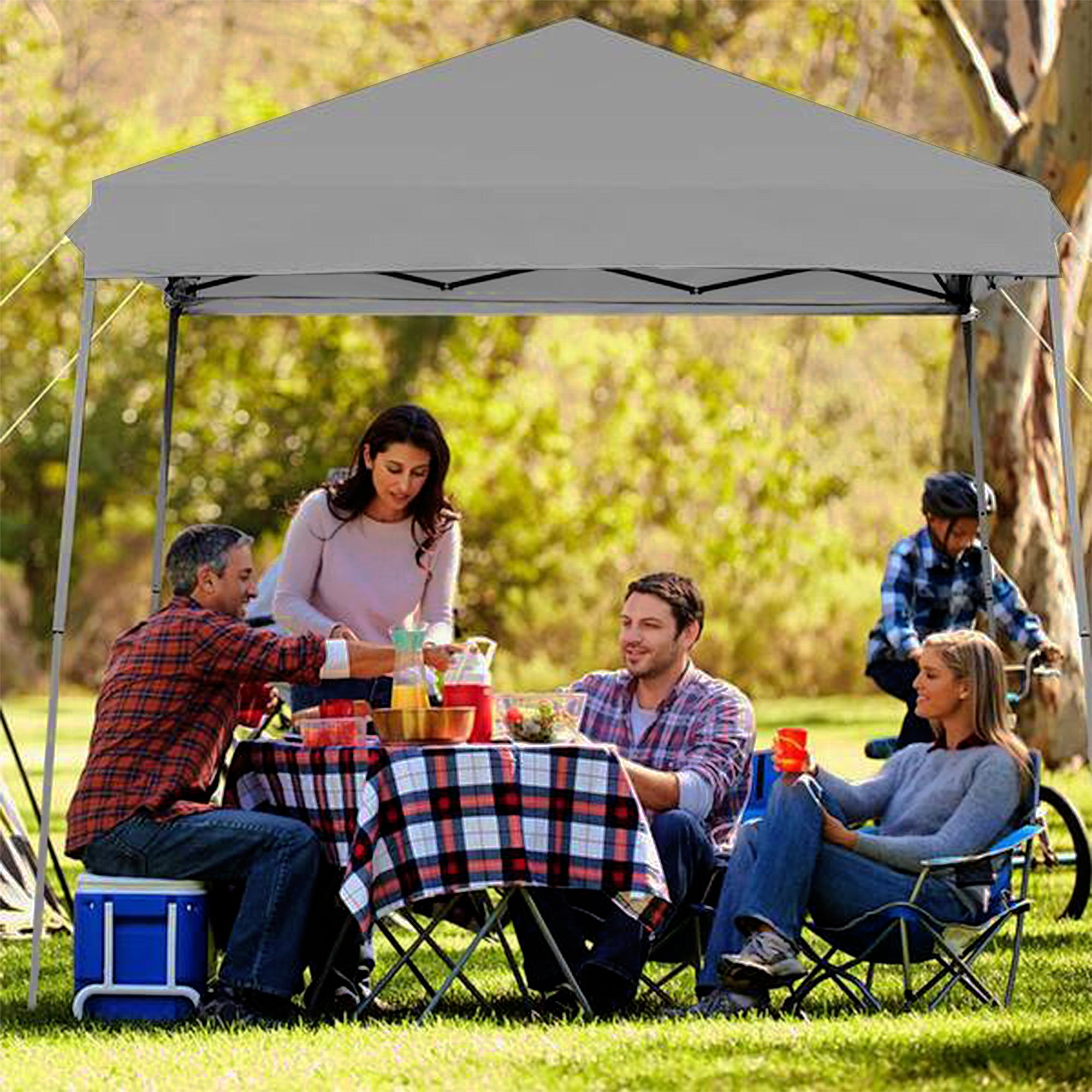 Crown Shades 10' x 10' Base 8' x 8' Top Instant Pop Up Canopy w/Carry Bag, Gray - VMInnovations