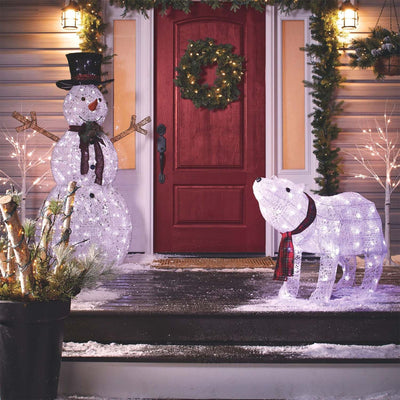 NOMA 5 Foot Pre-Lit LED Snowman with Top Hat and Scarf Christmas Lawn Decoration
