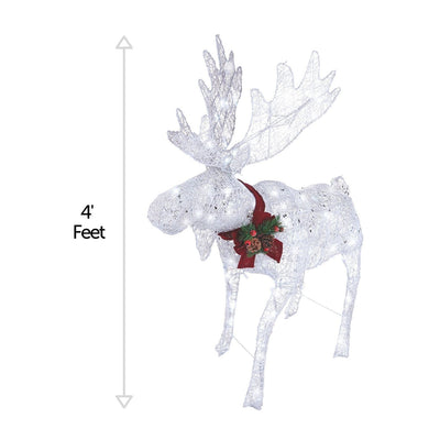 NOMA Pre Lit LED Light Moose Holiday Christmas Outdoor Lawn Decoration, White
