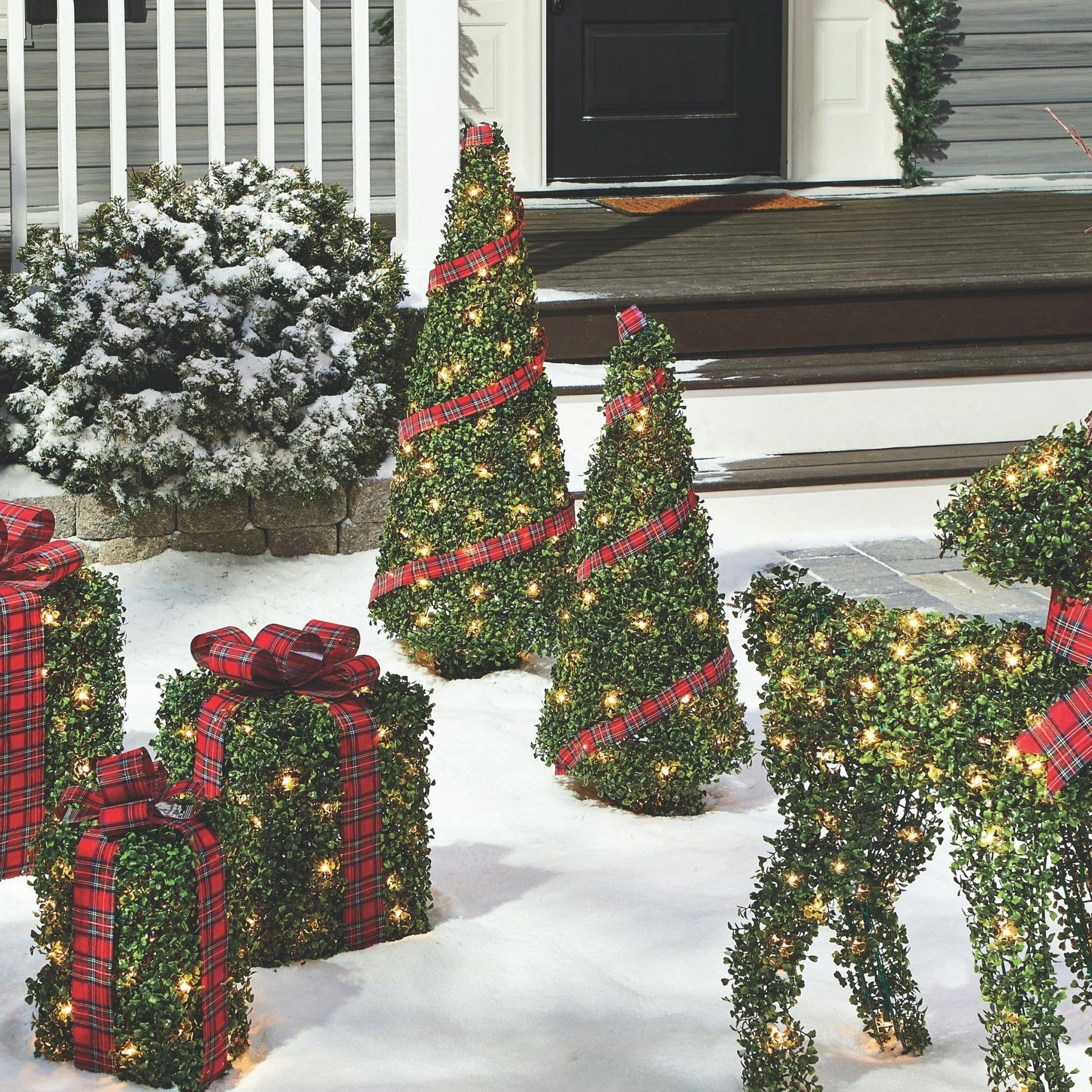 NOMA Pre Lit Incandescent Light Up Winter Garden Cone Trees Decorations (Used) - VMInnovations